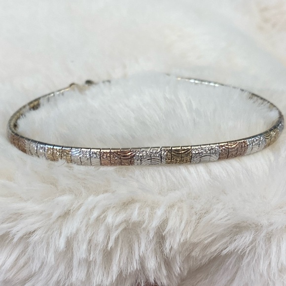 Artisan Jewelry - Tri-Color gold Over Sterling Bracelet